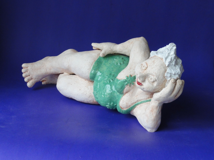 Vrouw in groen badpak 2