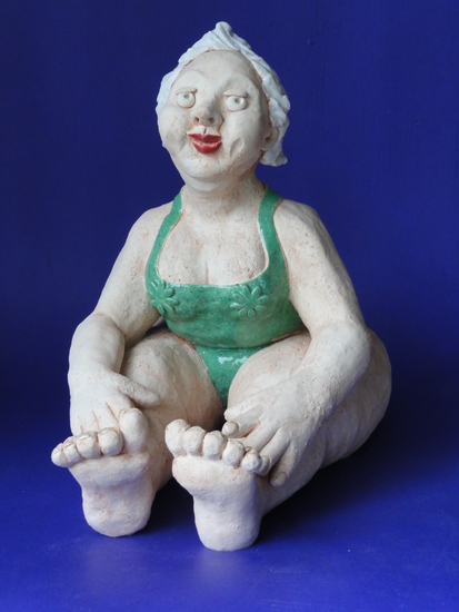 Vrouw in groen badpak 1