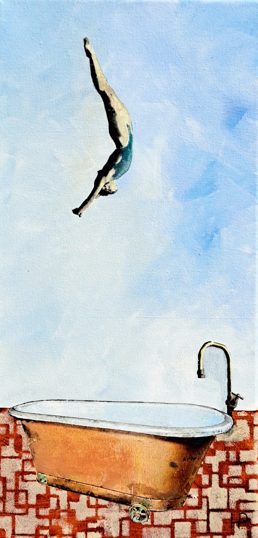 She is diving in her bath 4