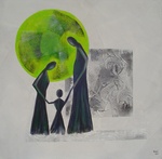 Naast de realistische werken, maakt Maria Hessels ook moderne kunst onder de naam 'Emiel'. Op deze pagina tonen wij een aantal voorbeelden van dit werk. In werkelijkheid zijn de kleuren helderder en voller dan u nu op de afbeeldingen kunt zien. Klik op de afbeelding om het werk groter te bekijken.
