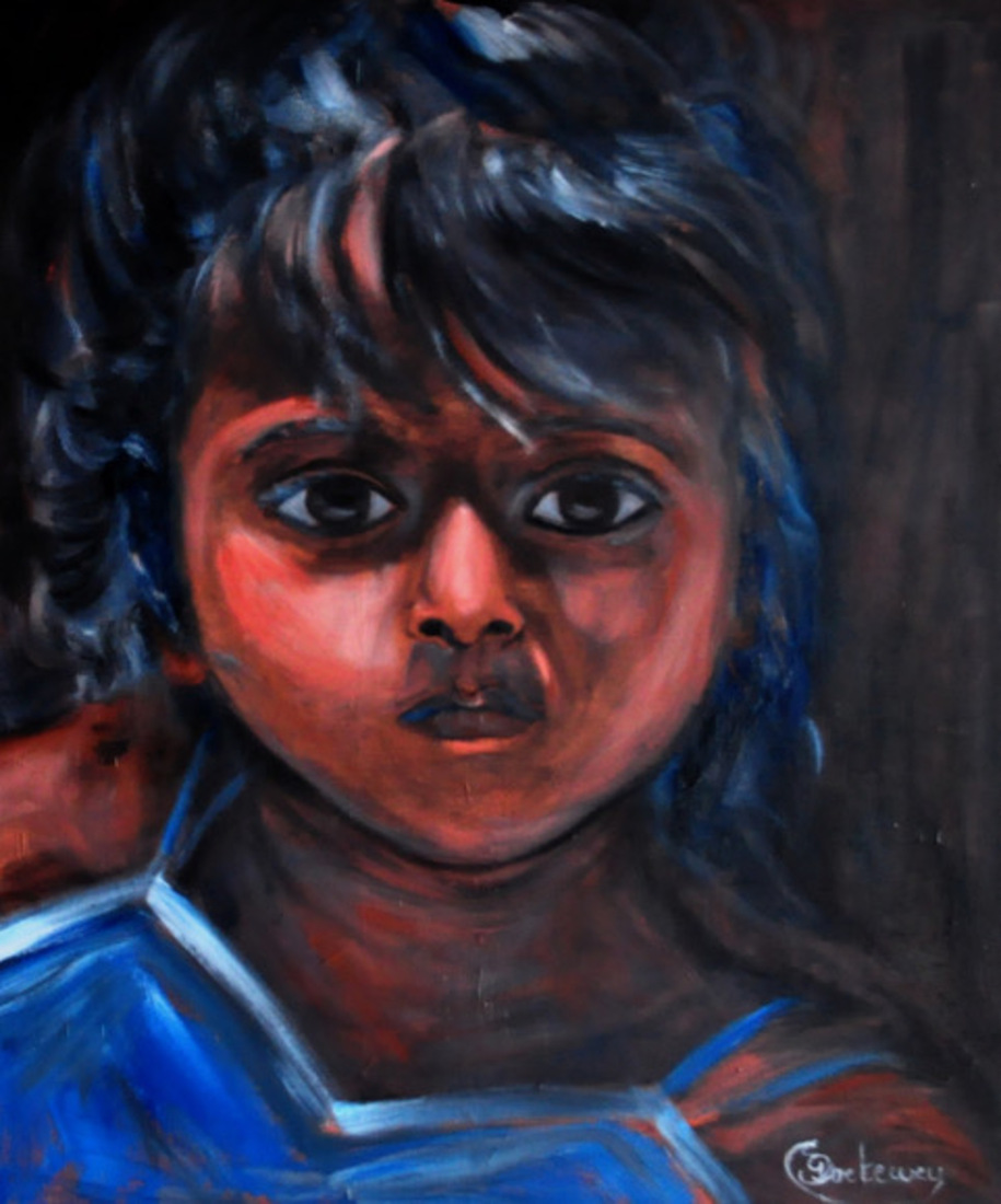 Portret meisje in blauw