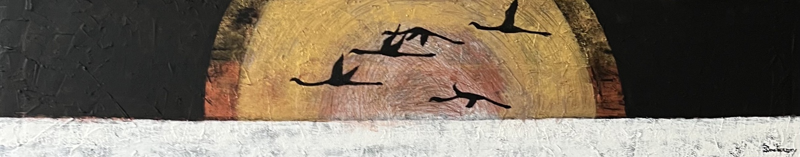 Flamingos at sundown