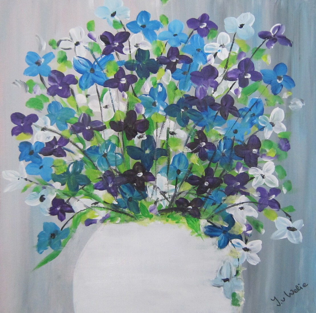 Bloemen in vaas schilderij (2)