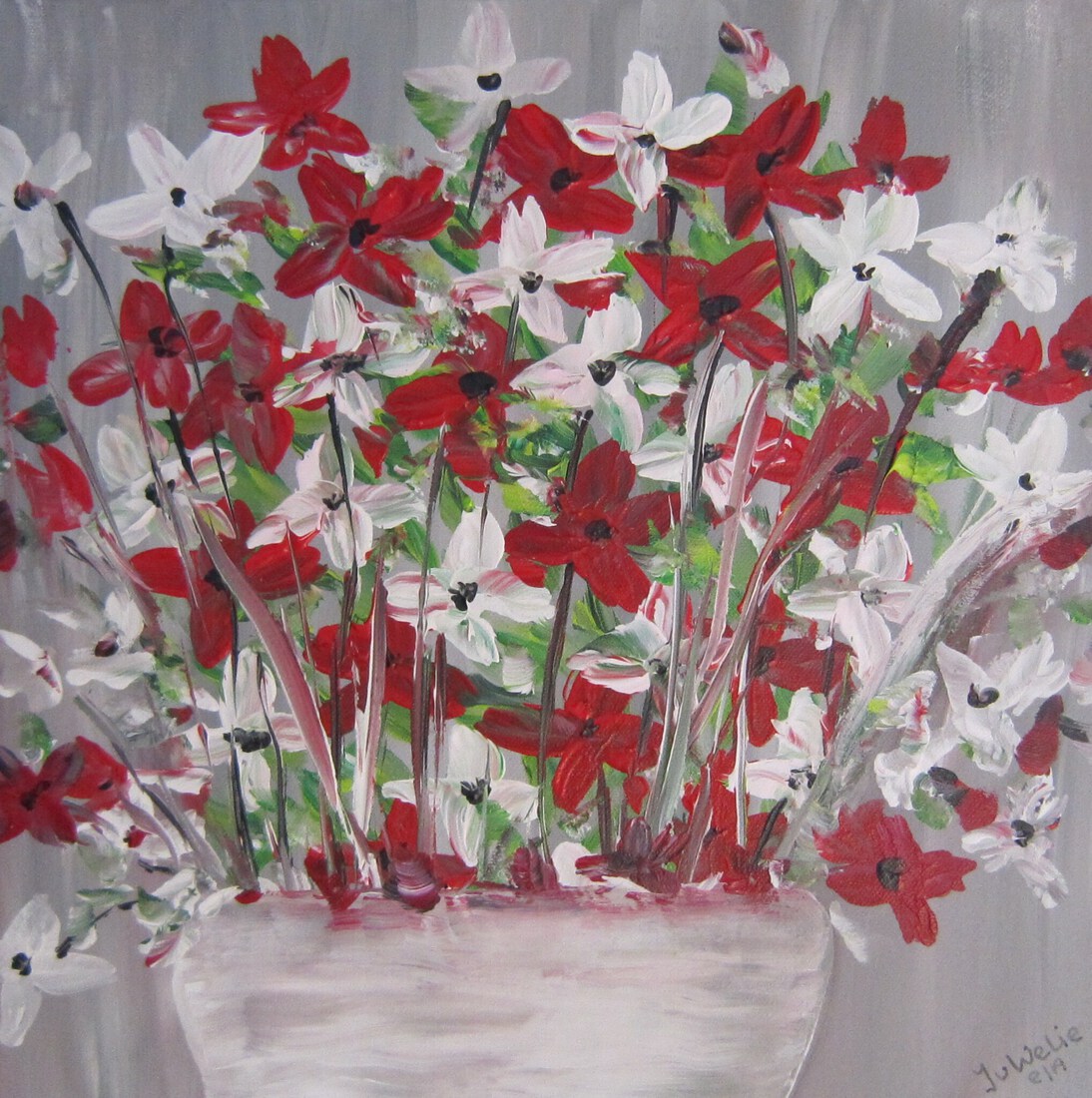 Schilderij bloemen in vaas (1)