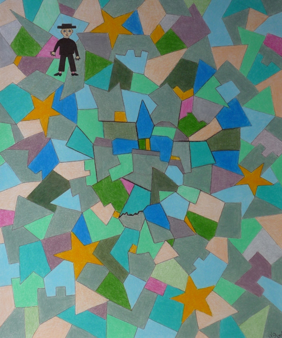 compositie met zwart mannetje