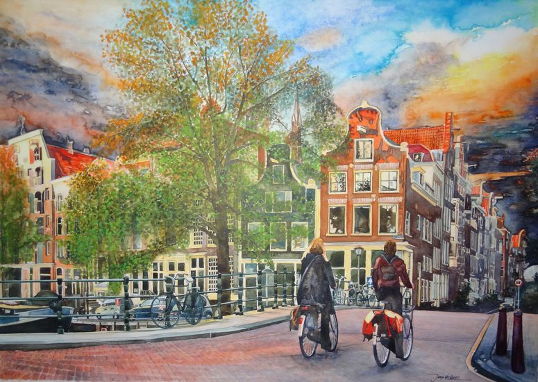 Amsterdam - Brouwersgracht met fietsers