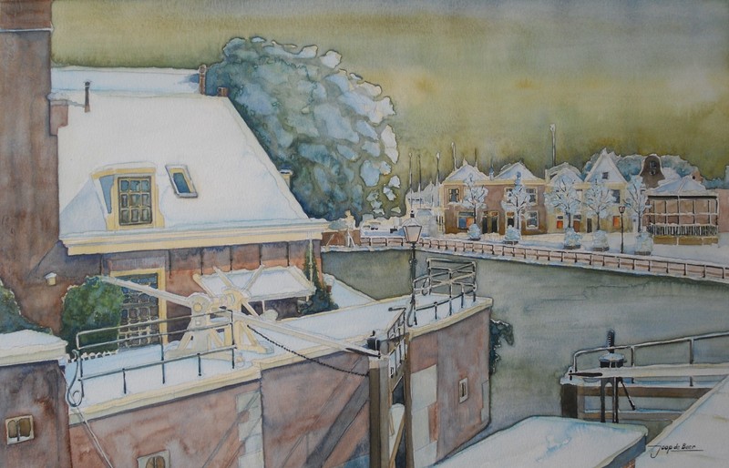 Spaarndam sluis met Kolk in de winter