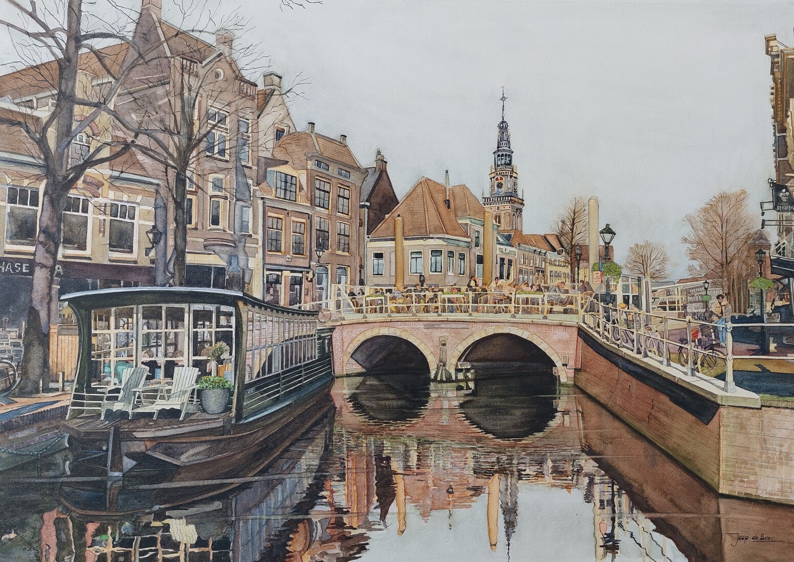 Alkmaar Huigbrouwerstraat met bloemenboot 