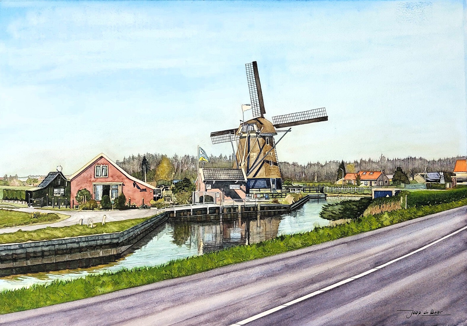 Uitgeest met molen de Dog aan de Geesterweg