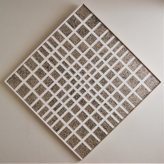 Schilderij Minimalisme Wandobject 60 - Squares in silver & gray