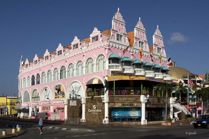 Pink building Oranjestad Aruba