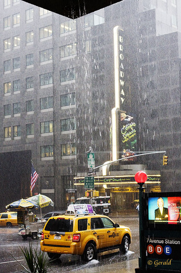 Yellow cab NY in rain