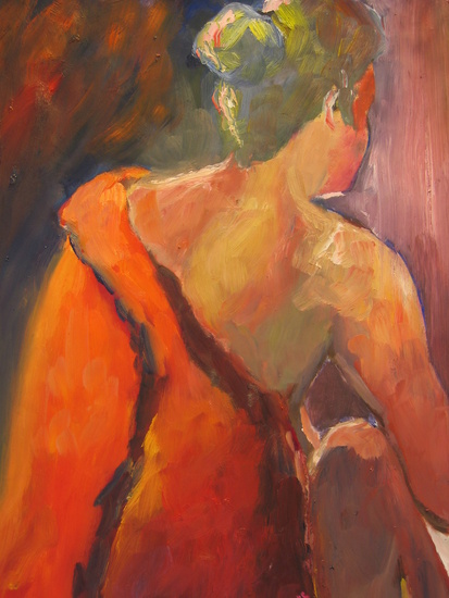 Meisje in rode kamerjas