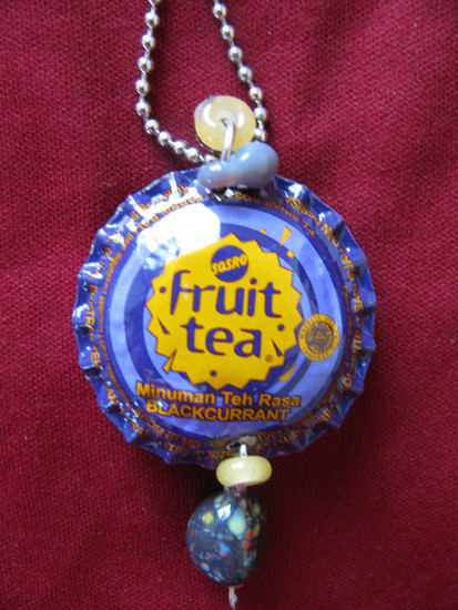 Recycled necklace,purple fruit tea