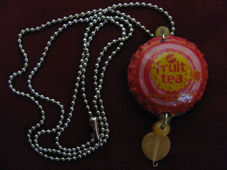 Recycled necklace pink fruit tea