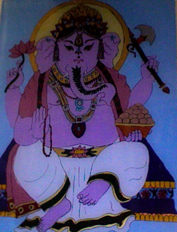 Glass painting, Ganesha