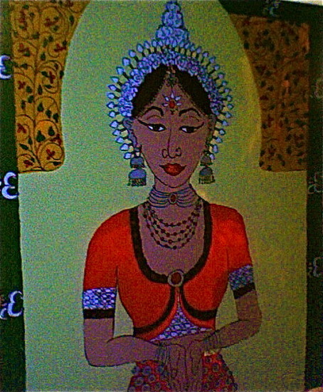 Glass painting, Indian dancer