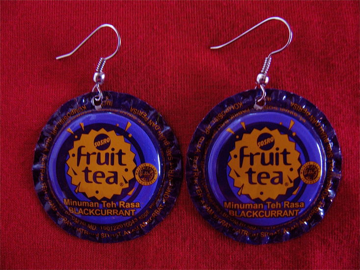 Purple Fruit tea bottle cap earring