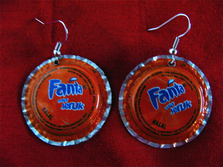 Orange Bottle cap earrings