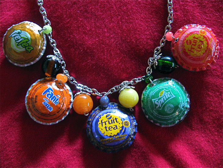 Adjustable 5 Bottle cap necklace