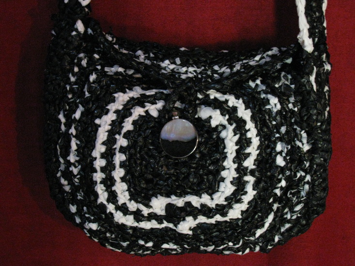 Black and White recycled purse