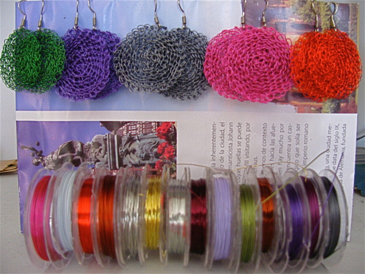 Crocheted wire earrings colors