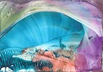 Kleurrijke werken van gemengde techniek met acryl en pastel.