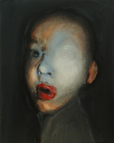 boy with red mouth