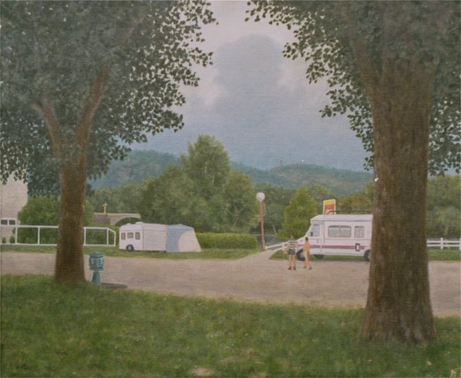 Camping de Cahors à un soir orageux