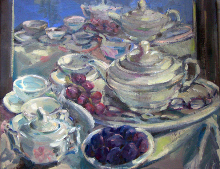 Table with cups, plates and fruitII