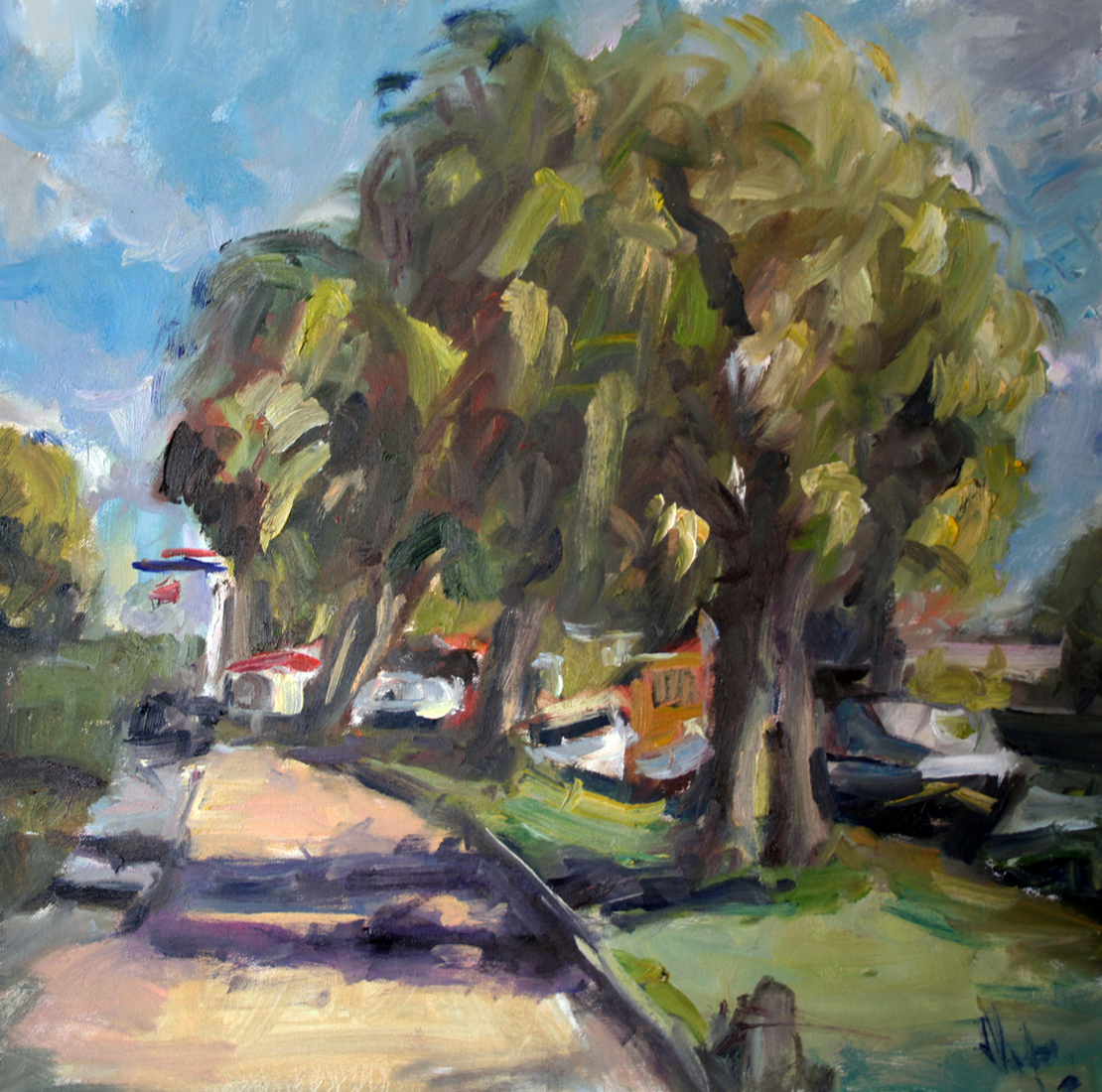 bomen bij haven Makkum