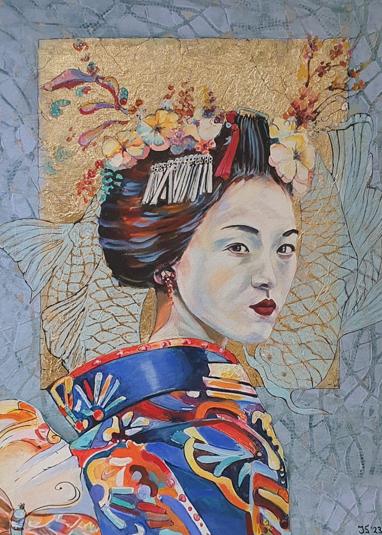  Japanse vrouw met vissen