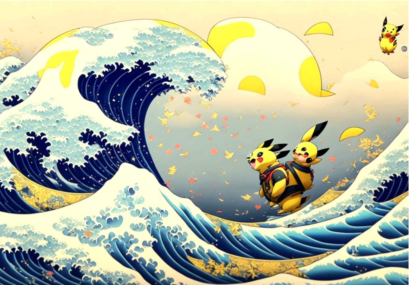 Pikachu  op de golf van Kanagawa