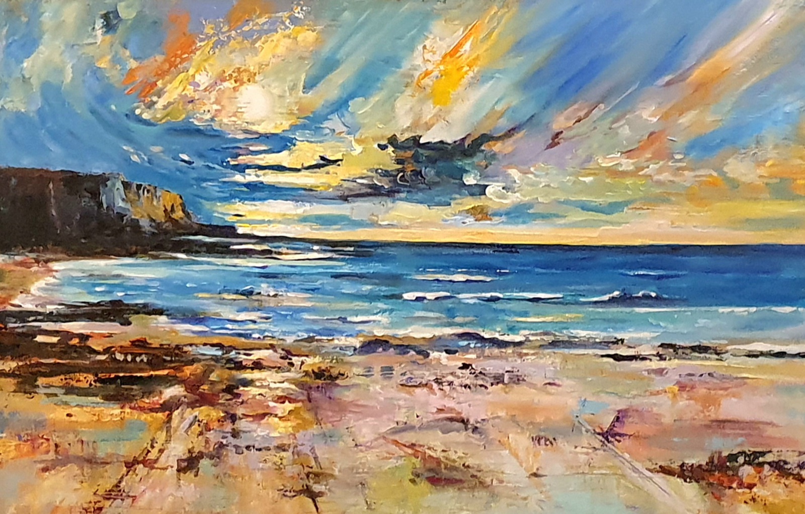 Ondergaande zon op het water