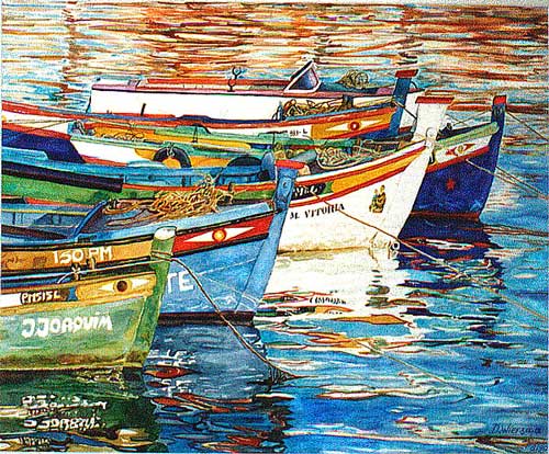 Vissersboten in Portugal