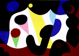 Een reeks gouache schilderijen op papier, bladformaat 50x70 cm.
Materiaal: originele Talens plakkaatverf op 300 grams wit papier - uit de nalatenschap van Hans Stevens (1948-2013).