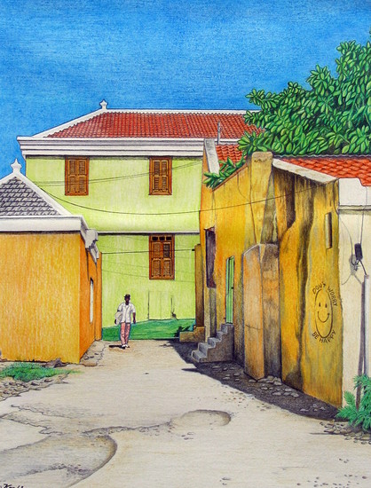 Straatje in oud Schaarlo Curacao