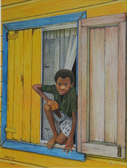 Jongen met sinaasappel