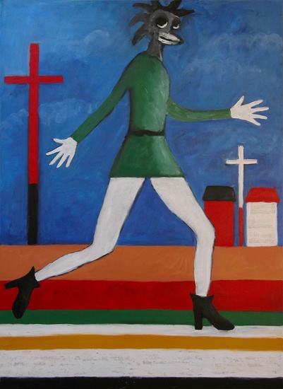 Kruis: naar Thuis 9 - Vogelmeisje (volgens Malevich 1932)