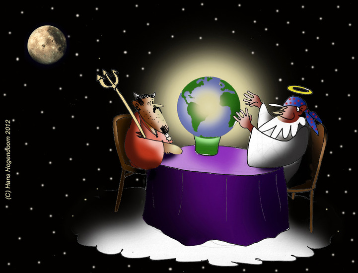 God kijkt in de Cristallen bol