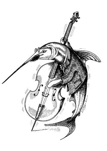 Basspeler (zwart/wit)