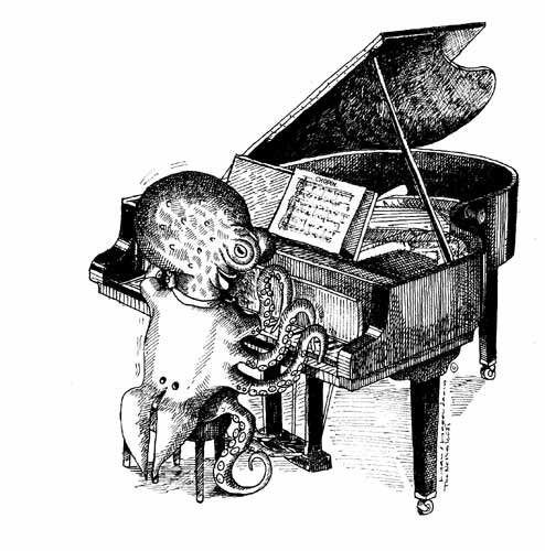 Inktvis pianist (zwart/wit)