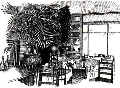Pen drawing.'restaurant 'the Young Rooster' not for sale.