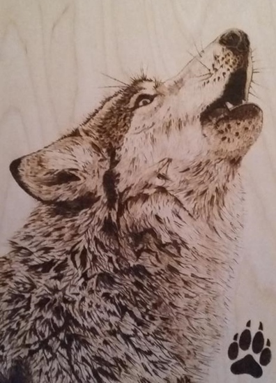 wolf houtbranden pyrografie