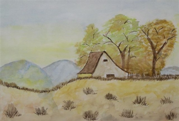 oude boerderij tegen heuvel