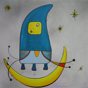 Om te komen tot een bewuste vernieuwing in mijn surrealistische doeken ga ik soms op zoek naar andere wegen. Simpele 'kindertekeningen', zeewier en het abstraheren van watervlo-koppen zijn gebruikt om dit te bewerkstelligen. Iets daarvan laat ik hier zien.