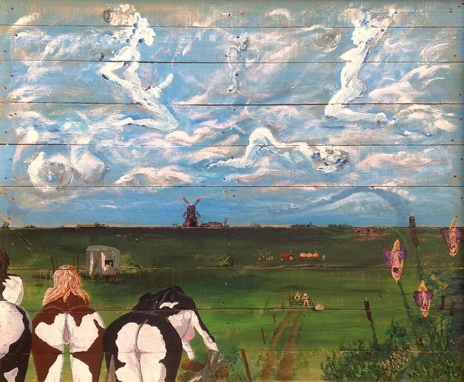 Hollandsch landschap met John Deere tractor