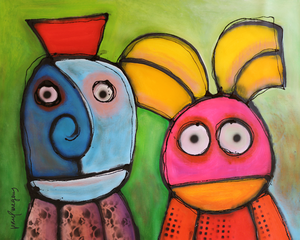 Schilderijen op rolled canvas, 2022.
Om zelf op te laten spannen.