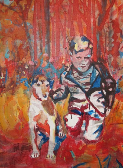 Vintage boy and his dog