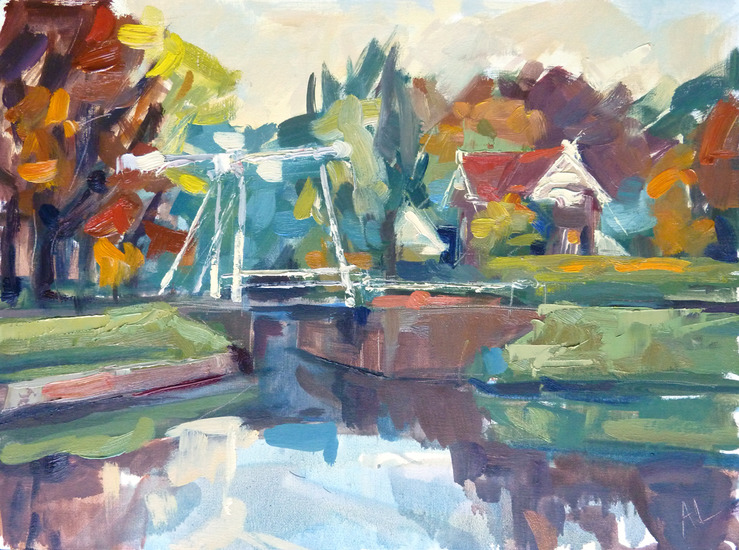 Bruggetje bij de Munt in de herfst